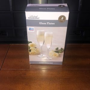 Glass flutes. Never used for drinking, only for decoration.